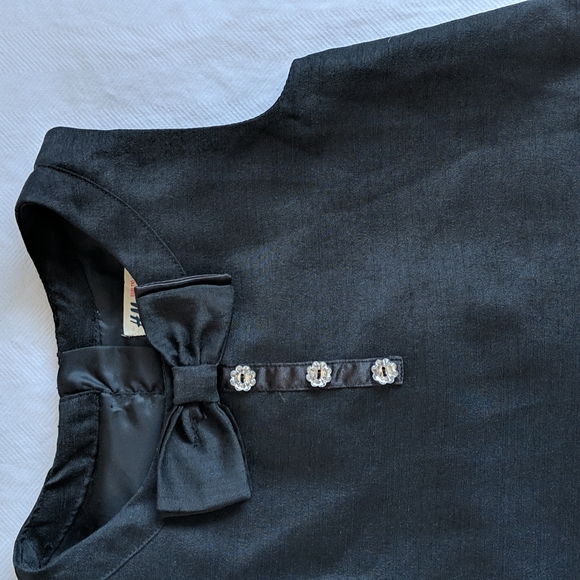 H&M girls classic black a-line fancy party dress with bow 4-5 YRS - Picture 2 of 9